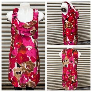 Loft Ann Taylor dress career sheath sleeveless floral silk blend size MP